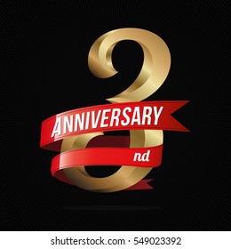 3 Years Anniversary Golden Logo Celebration with Red Ribbon