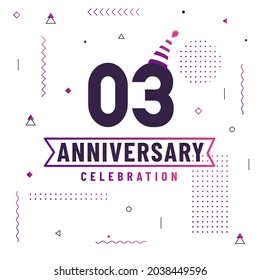 3 years anniversary greetings card, 3 anniversary celebration background free vector.