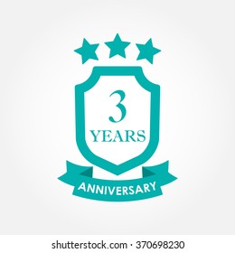 3 years anniversary icon or emblem. 3rd anniversary label. Celebration, invitation and congratulation design element. Colorful vector illustration.