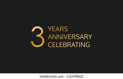 3 years anniversary logo. 3rd anniversary celebration label. Design element or banner for birthday, invitation, wedding jubilee. Vector illustration.