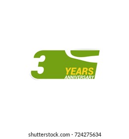 3 Years  Anniversary  Logo Celebration with negative space design. Isolated on White Background