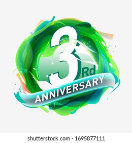 3 years Anniversary logo with colorful abstract background, vector design template elements for invitation card and poster your birthday celebration.