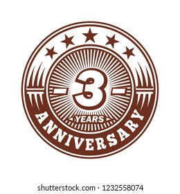 3 years anniversary. Anniversary logo design. Vector and illustration.