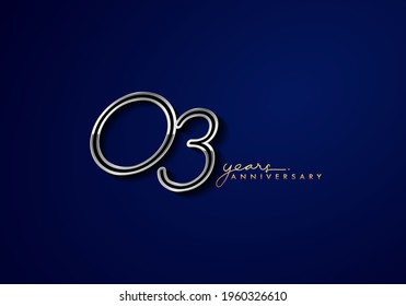 3 Years Anniversary Logo Silver Colored isolated on blue background, vector design for greeting card and invitation card