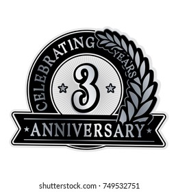 3 years anniversary logo template. Vector and illustration.