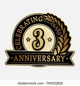 3 years anniversary logo template. Vector and illustration.