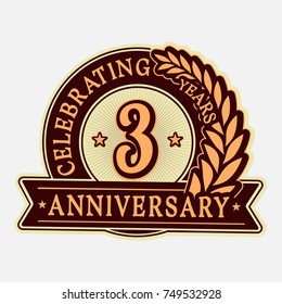 3 years anniversary logo template. Vector and illustration.