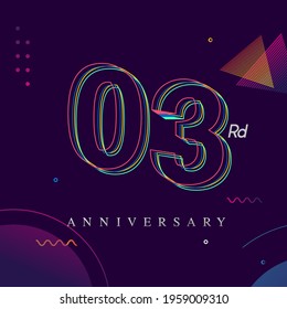 3 years anniversary logo, vector design birthday celebration with colorful geometric background and circles shape.