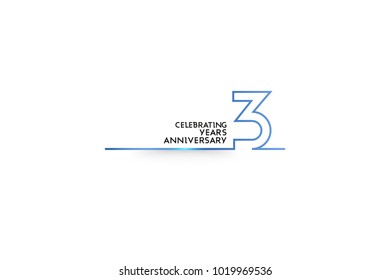 3 Years Anniversary logotype with blue colored font numbers made of one connected line, isolated on white background for company celebration event, birthday