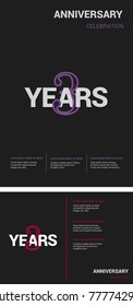 3 Years Anniversary Logotype design with overlapping styles between numbers and letters