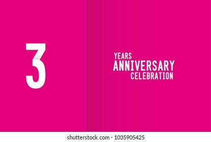 3 Years Anniversary logotype with white flat colored font  for company celebration event, birthday