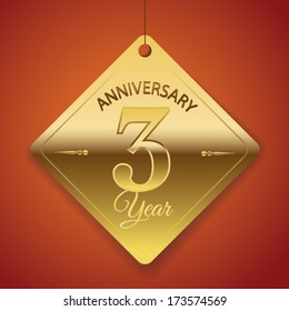 3 Years Anniversary poster / template/ tag design Vector
