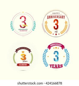 3 Years Anniversary Set with Low Poly Design and Laurel Ornaments