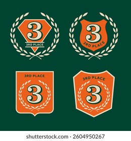 3 years anniversary set of vector graphic icons, vintage logos