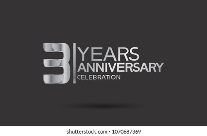 3 years anniversary silver design for celebration event isolated on black background 
