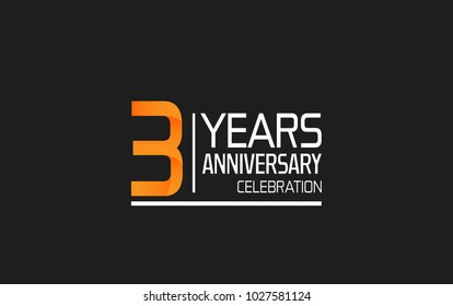 3 years anniversary simple design celebration with orange color and white isolated on black background