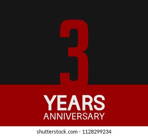3 years anniversary simple design red number on black background for celebration template