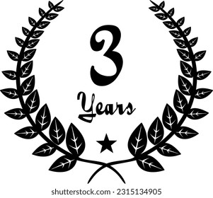 3 Years Anniversary stilyzed Laurel, black and white