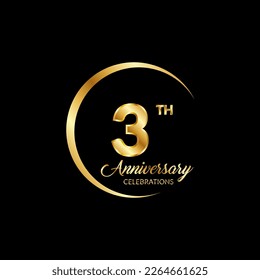 3 years anniversary. Anniversary template design concept with golden number , design for event, invitation card, greeting card, banner, poster, flyer, book cover and print. Vector Eps10