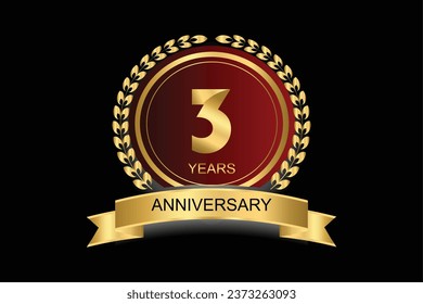 3 years anniversary vector icon, logo. Design element with modern graphic style number for 3rd anniversary