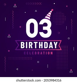 3 years birthday greetings card, 3 birthday celebration background free vector.