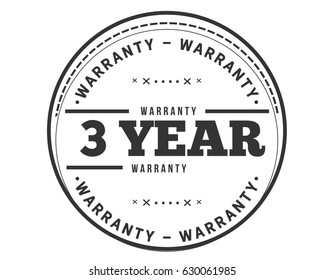 3 years black warranty label icon vector vintage grunge retro stamp