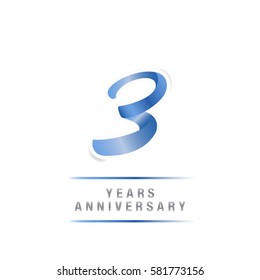 3 Years Blue Anniversary  Logo Celebration