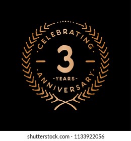 3 years design template. 3rd vector and illustration.