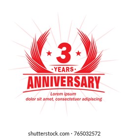 3 years design template. Anniversary vector and illustration template.