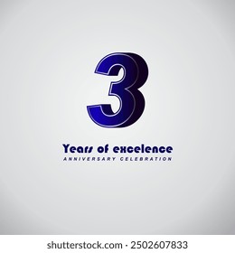 3 years of excelence anniversary celebration , vector template design illustration