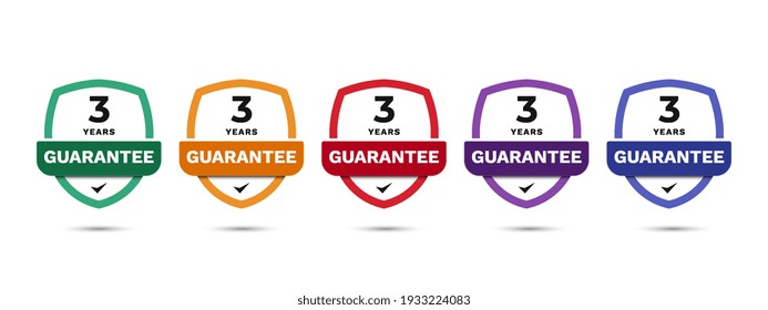 3 years guarantee logo badge with several color choices design. Trendy minimalist icon for business logo template. Vector illustration.