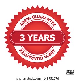 3 years guarantee rubber stamp sign.-eps10 vector