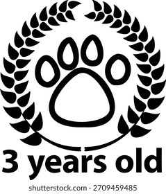3 años de edad 1-3 aislado sobre fondo blanco