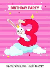 3 years old. Birthday party. The hare with the number two is a one-year-old. Children's birthday.