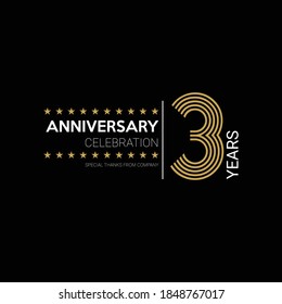 3 years old celebrating logo. happy anniversary 3th. Greetings celebrates.