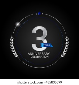 3 Years Silver Anniversary Logo, Low Poly Design Number