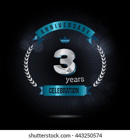 3 Years Silver anniversary logo, low poly design number