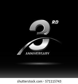 3 years silver anniversary logo celebration