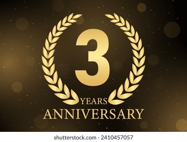 3 Years or Three Year Anniversary Logo. Anniversary Celebration Logo for Wedding, Birthday Party or Celebration. Vector Illustration.