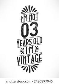 3 years vintage birthday. 3rd birthday vintage tshirt design.