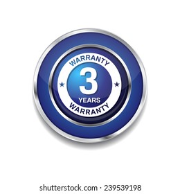 3 Years Warranty Blue Vector Icon Button