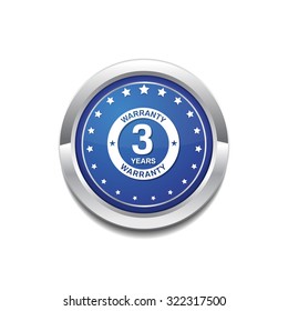 3 Years Warranty Blue Vector Icon Button
