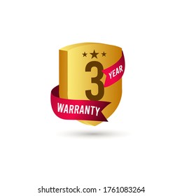 3 Years Warranty 3 D Vector Label Logo Template Design Illustration