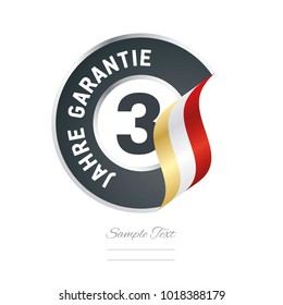 3 Years Warranty (German - 3 Jahre Garantie) black icon stamp vector