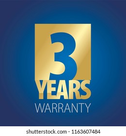 3 Years Warranty Gold Blue Logo Icon Button Stamp Vector