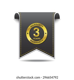 3 Years Warranty golden Vector Icon Design