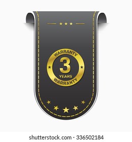 3 Years Warranty golden Vector Icon Design