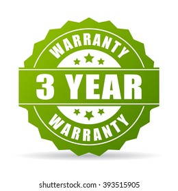 3 Years Warranty Icon Isolated On White Background