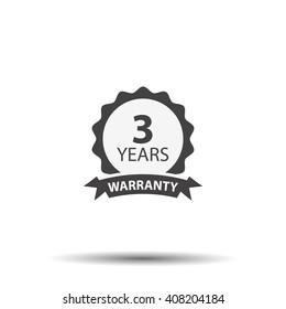 3 years warranty icon isolated on white background
