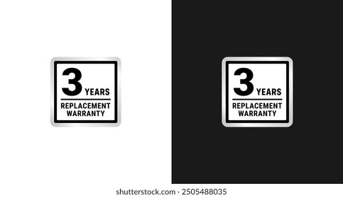 3 years warranty label or 3 years warranty logo vector isolated in flat style. The best 3 years replacement warranty label for product packaging design element and more.